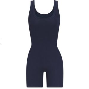 SKIMS COTTON RIB ONESIE - NAVY